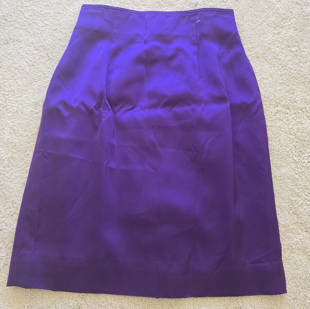 DANA BUCHMAN Purple Silk Pencil Skirt 6